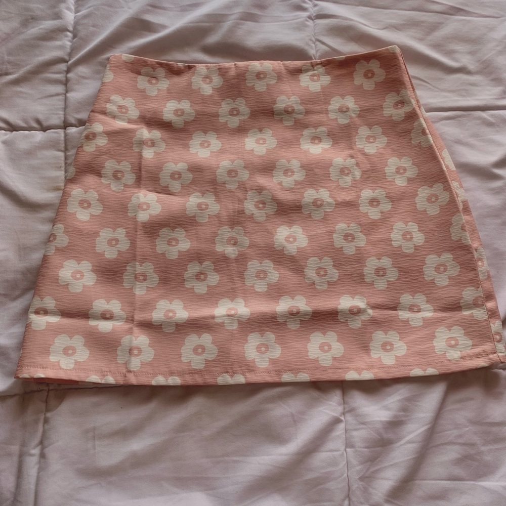 Pink floral skirt